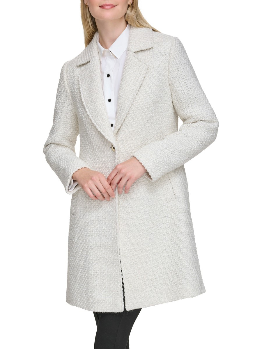 Karl Lagerfeld Paris Women's Tweed Wool Blend Coat - White - Size M | Saks Fifth Avenue OFF 5TH