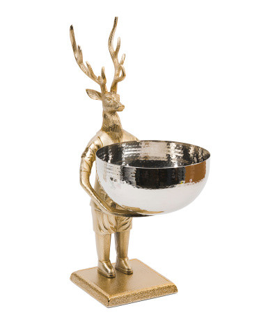 12.5x8x9.5 Reindeer Bowl With Gold Tone Finish | TJ Maxx