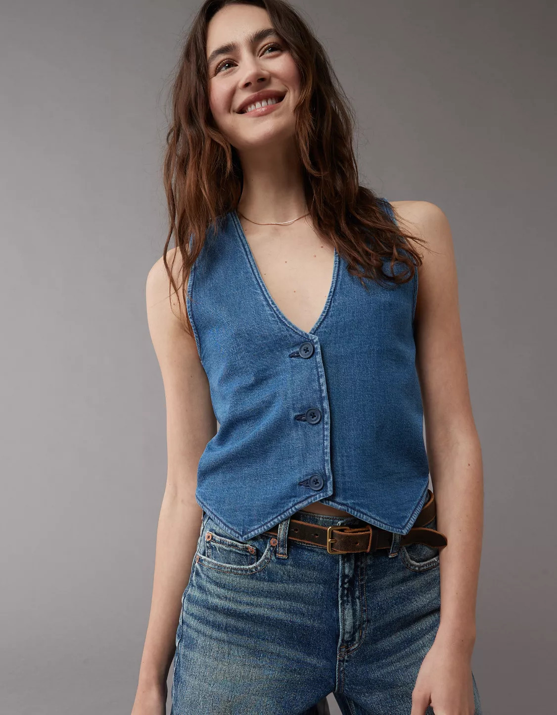 AE Denim Waistcoat Vest | American Eagle Outfitters (US & CA)
