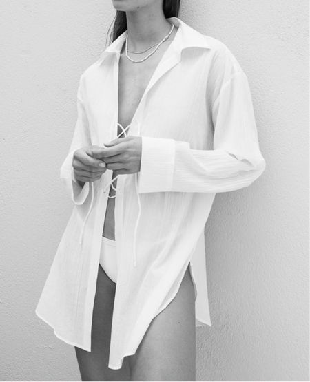 Lace up white shirt - swimsuit cover up 

#LTKSeasonal #LTKfindsunder50 #LTKstyletip