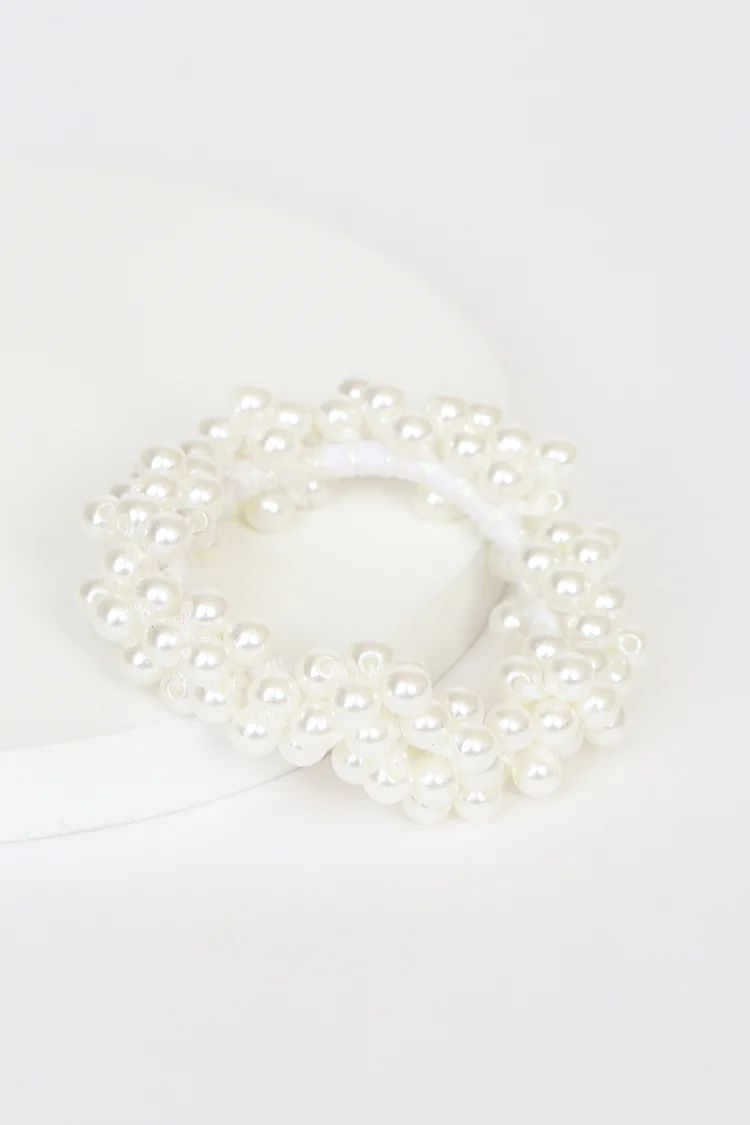 So Royal White Pearl Ponytail Holder | Lulus (US)