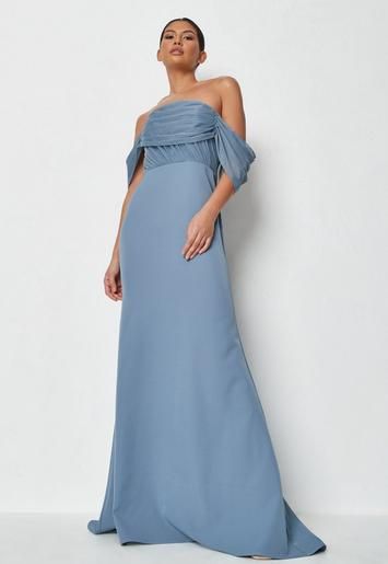 Blue Mesh Organza Bandeau Gown | Missguided (US & CA)