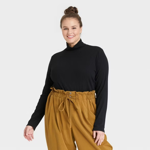 Women's Plus Size Long Sleeve Turtleneck T-Shirt - Ava & Viv™ | Target