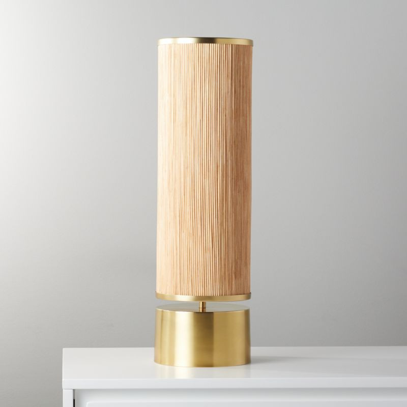 Solana Pillar Brass and Rattan Table Lamp + Reviews | CB2 | CB2