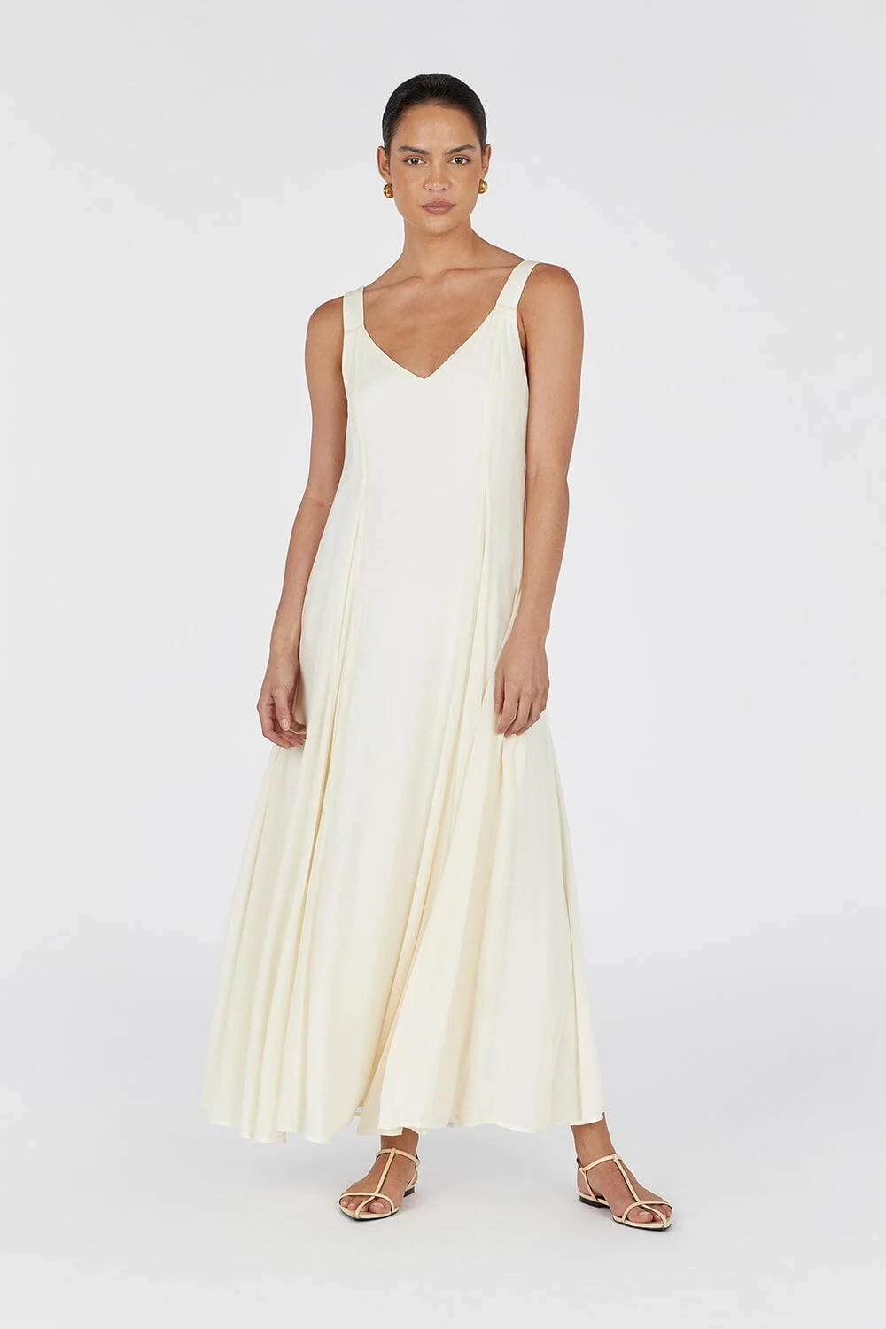 EMILY BUTTERMILK V-NECK MAXI DRESS | DISSH