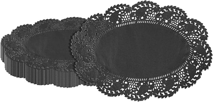 Restaurantware Oval Black Paper Doilies, 8.9 x 6.4 in, 100 Pack | Amazon (US)