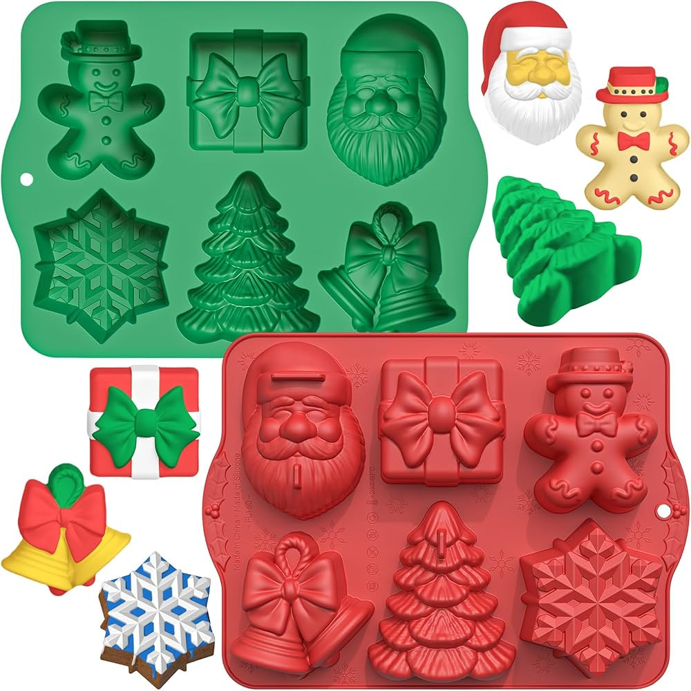 Large Christmas Silicone Molds, Christmas Molds for Cakes, Candles, Wax Melt, Soap, Chocolate, Ca... | Amazon (US)