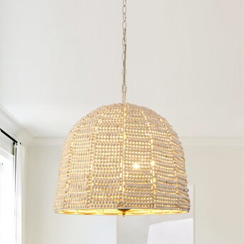 Parrot Uncle 4-Light White FarmhouseBeaded Chandelier | Lowe's