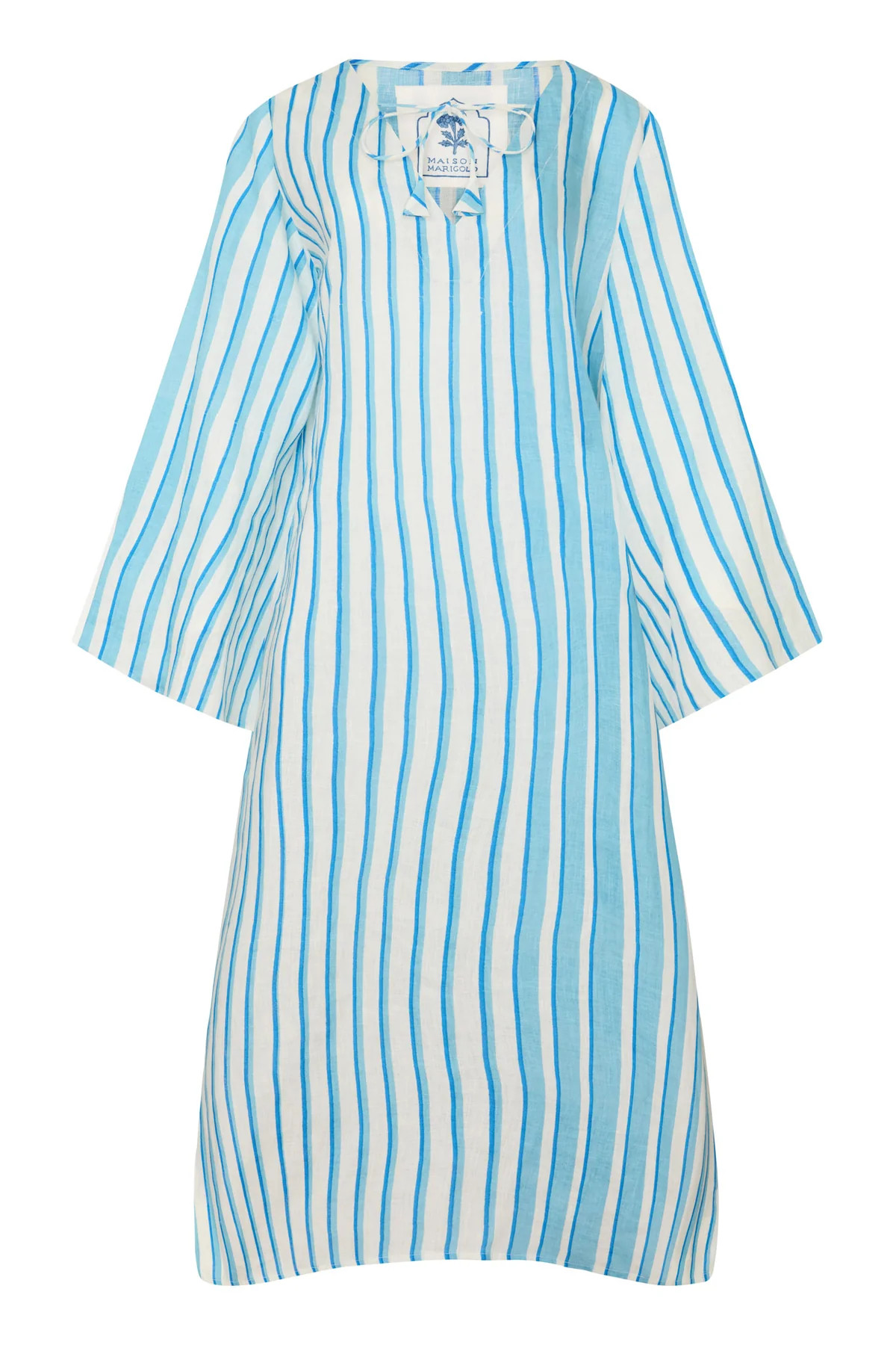 Doha Caftan in Aqua Stripe | Over The Moon
