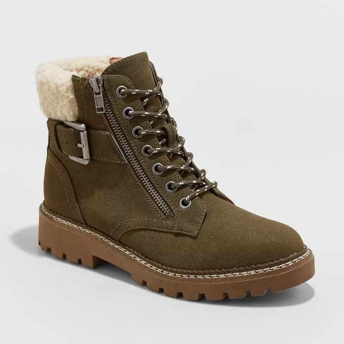 Women's Susan Sherpa Hiker Boots - Universal Thread™ Olive | Target