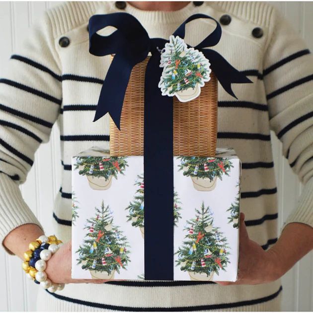 Coastal Christmas Tree Gift Wrap | Cailini Coastal