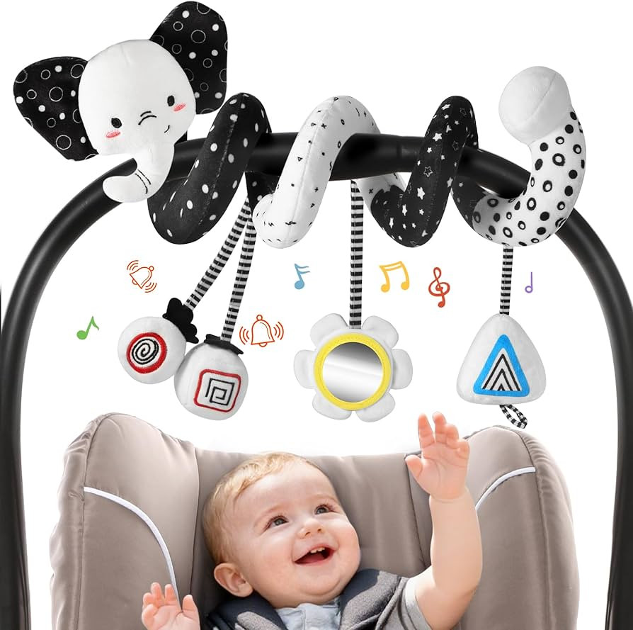URMYWO Spiral Car Seat Toys for Babies 0-6 Months, Black and White Baby Toys, High Contrast Baby ... | Amazon (US)
