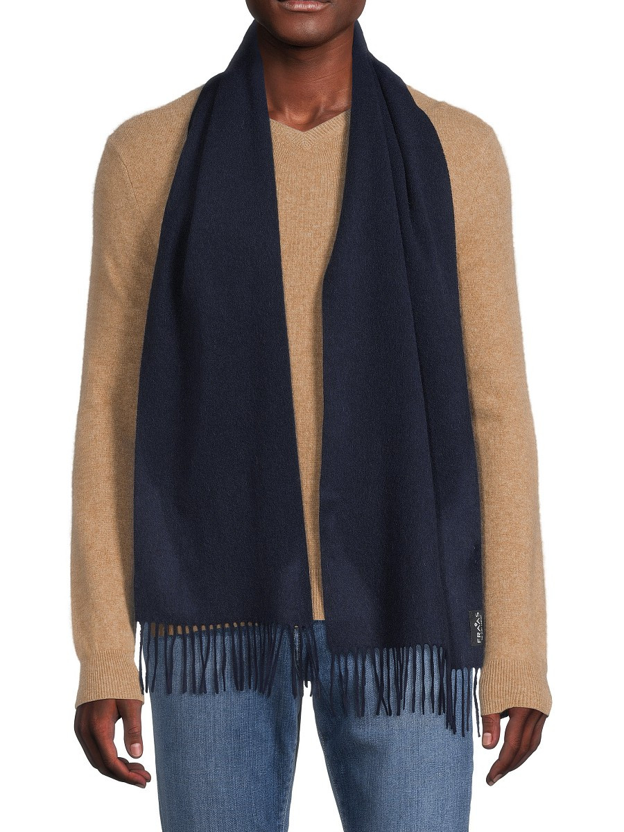 Fraas Men's Fringe Cashmere Scarf - Navy | Saks Fifth Avenue OFF 5TH
