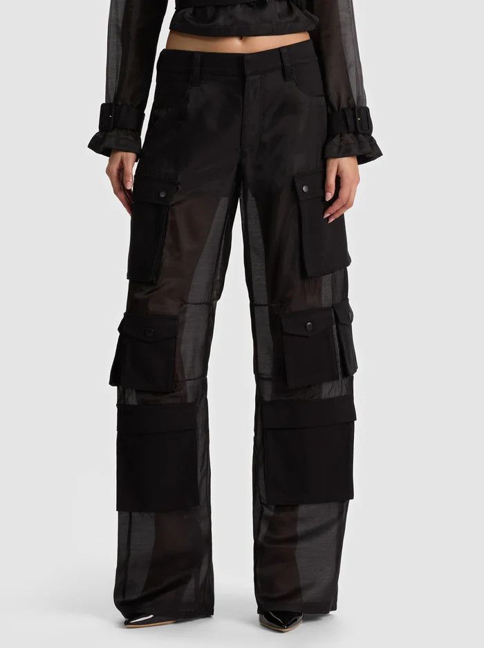 OLYMPIA SHEER COMBO CARGO PANT | Alice + Olivia