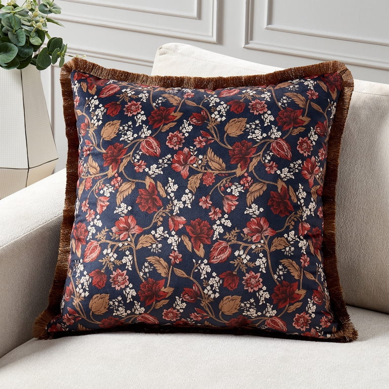 Home Decor Collection 20" x 20" Greystone Floral Velvet Decorative Pillow | Walmart (US)