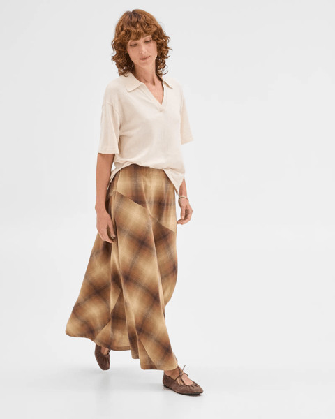 Australian Cotton Blend Check Midi Skirt | Target AU