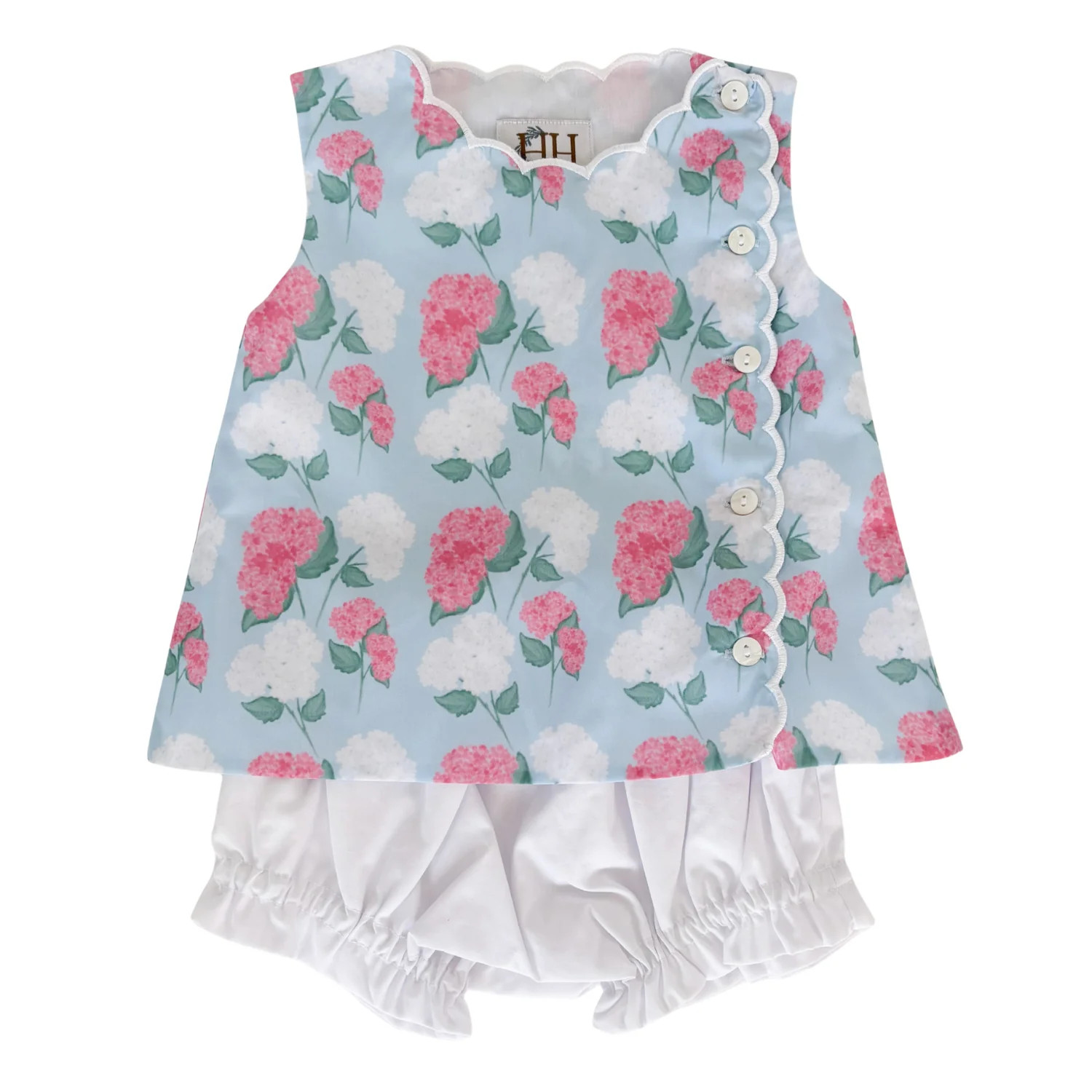 Girls Hydrangea Scallop Diaper Set | Hamner Hill