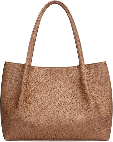 KKXIU Tote Bag for Women Vegan Leather Shoulder Purse Large Capacity Travel Bag | Amazon (US)