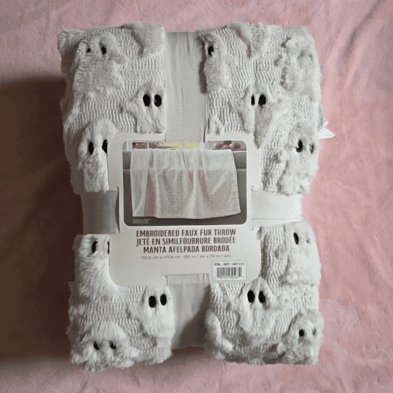 Halloween Faux Fur Throw Blanket with Cute Spooky Embroidery, Cozy Soft Warm Fall Throw for Couch... | Walmart (US)