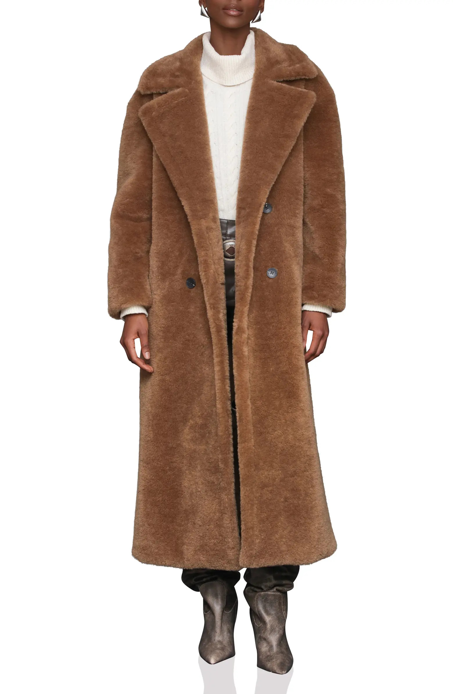 Double Breasted Oversized Faux Fur Maxi Coat | Nordstrom