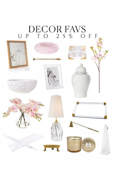 Decor favorites 20-25% off! Faux cherry blossom stems, crystal lamp, acrylic book stand, voluspa candles, ginger jar, gold decor candy dish crystal candle tray sophisticated decor spring decor summer decor 

#LTKhome #LTKunder50 #LTKsalealert