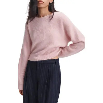 rag & bone Jada Brushed Cashmere Crewneck Sweater in Pink at Nordstrom, Size Large | Nordstrom