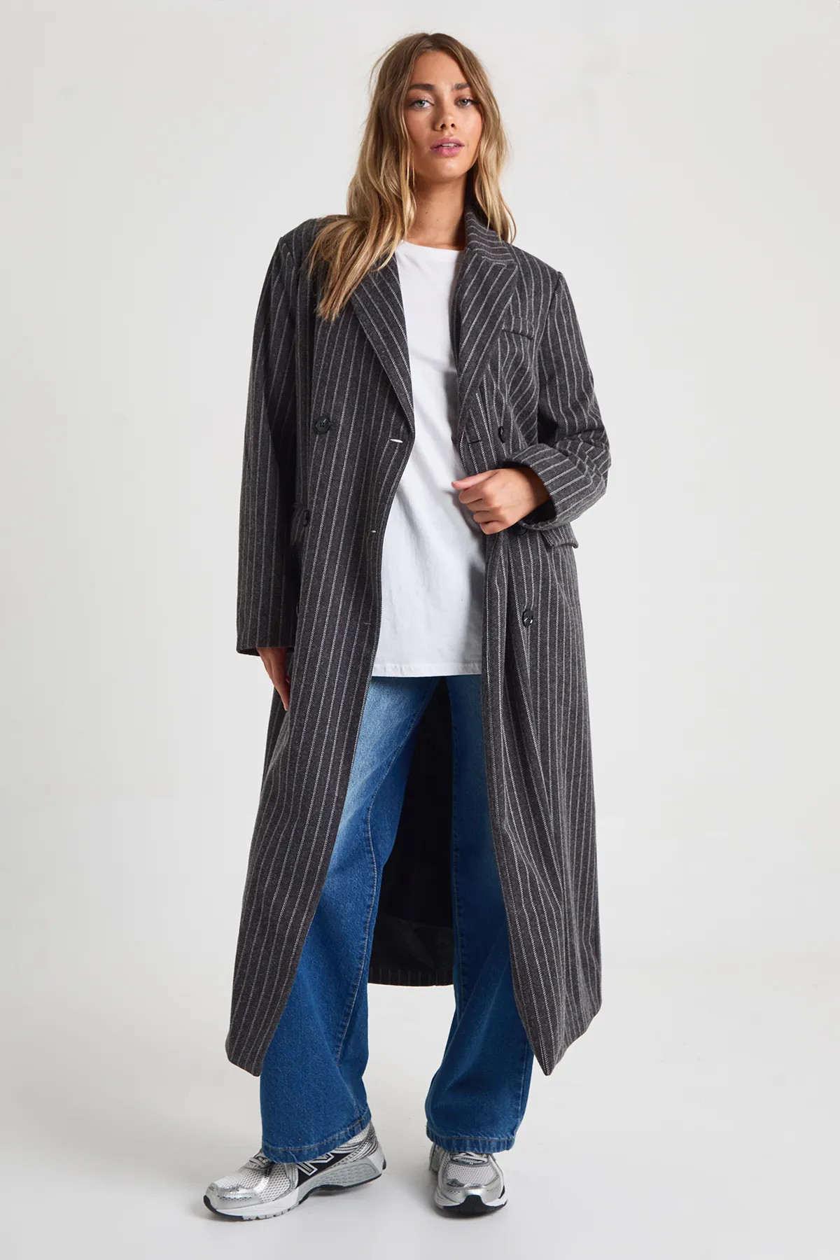 Jackets & Coats | Wool Look Pinstripe Oversized Maxi Jacket | boohoo | Boohoo.com (UK & IE)