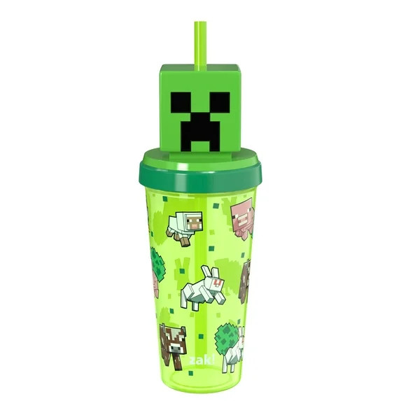 Zak Designs 18oz Minecraft Super Sipper Sculpted Character Tumbler with Straw | Walmart (US)