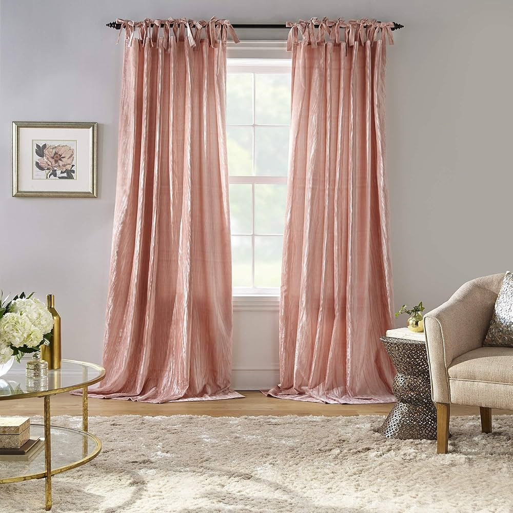 Elrene Home Fashions Korena Tie-Top Crushed Velvet Window Curtain Panel, Rustic-Chic Curtain Pane... | Amazon (US)