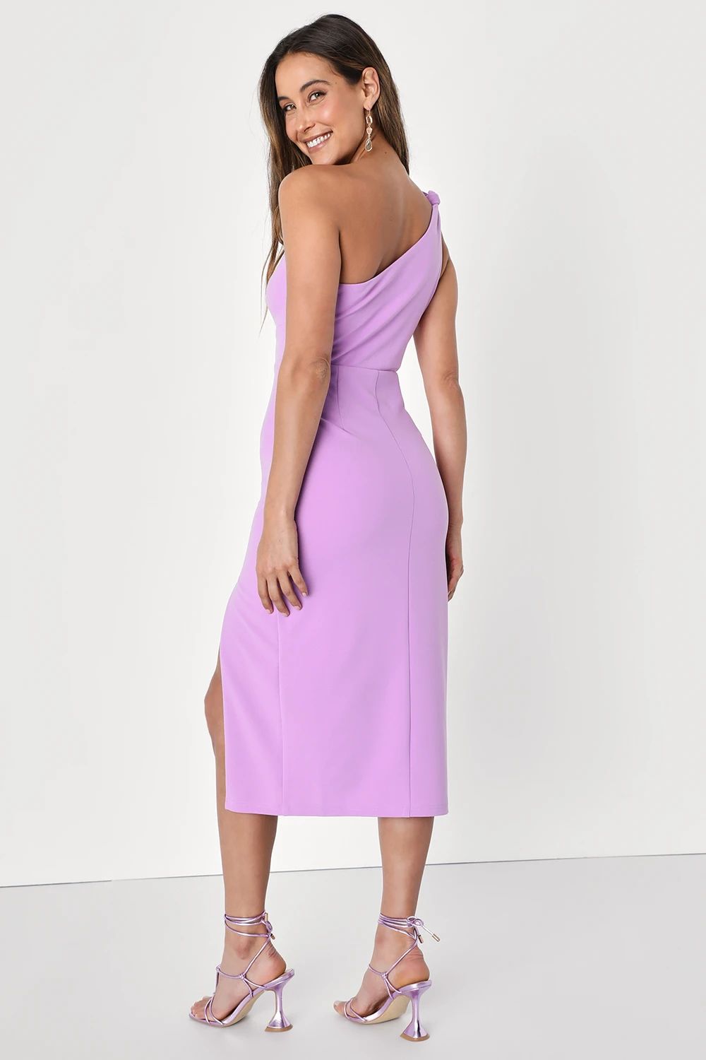 Glamorous Ways Lavender One-Shoulder Cutout Bodycon Midi Dress | Lulus (US)