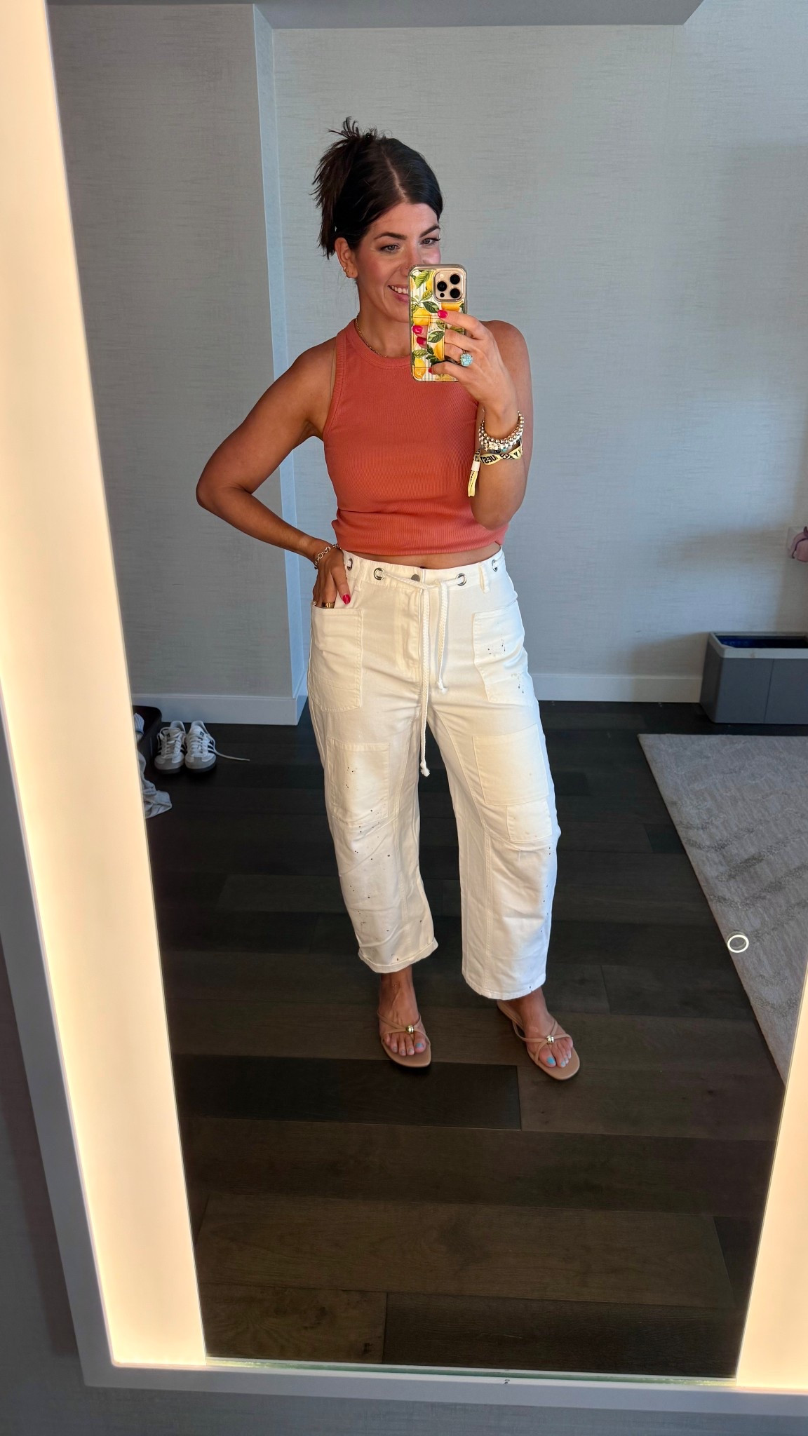 Grabbed a midday coffee in this outfit. 
Love these barrel jeans- they are a looser fit. In the 10. And a medium tank 

#LTKMidsize #LTKStyleTip #LTKFindsUnder50