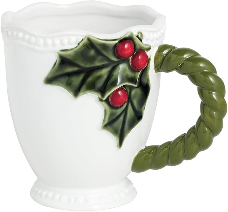 Mud Pie Christmas Green Holly Mug | Amazon (US)