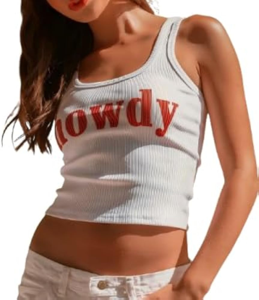 Howdy Baby Tees for Women Western Cowgirl Crop Top Vintage Y2K Cowboy Boots Cami Shirts | Amazon (US)