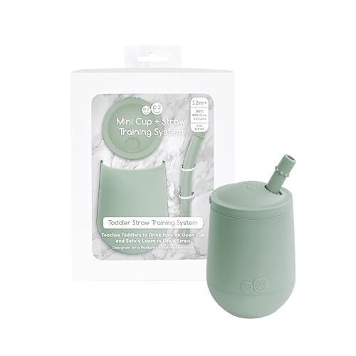 ezpz Mini Cup + Straw Training System (Sage) - 9 Months+ - 100% Silicone Training Cup for Infants + Toddlers - Designed by a Pediatric Feeding Specialist | Amazon (US)