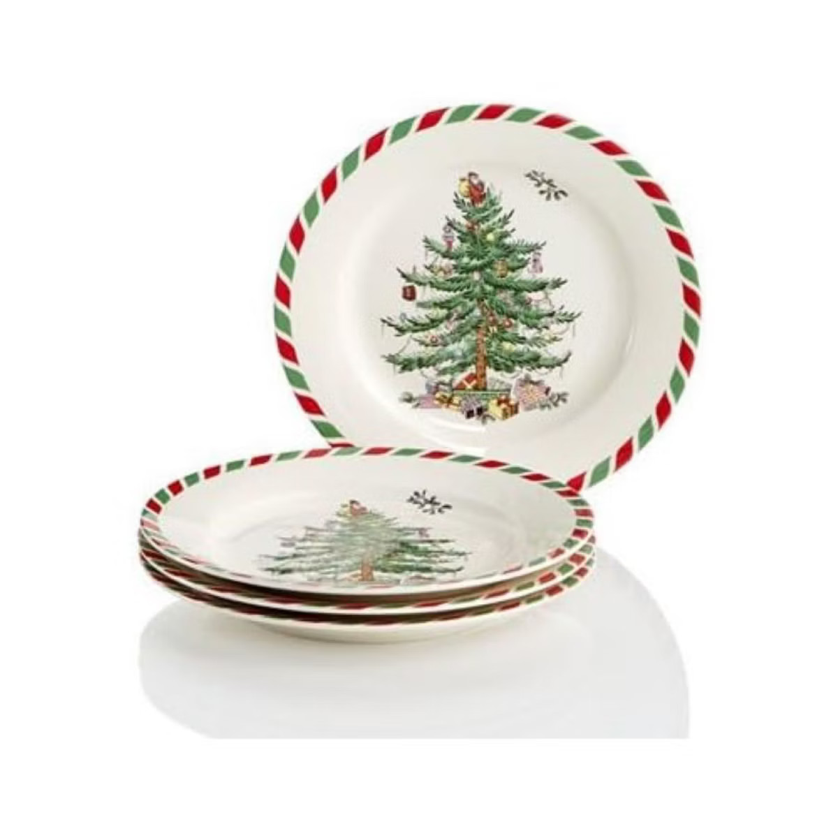 Spode Christmas Tree 8" Candy Cane Appetizer Plates (Set of 4) - Festive Holiday Tableware, Dishw... | Target