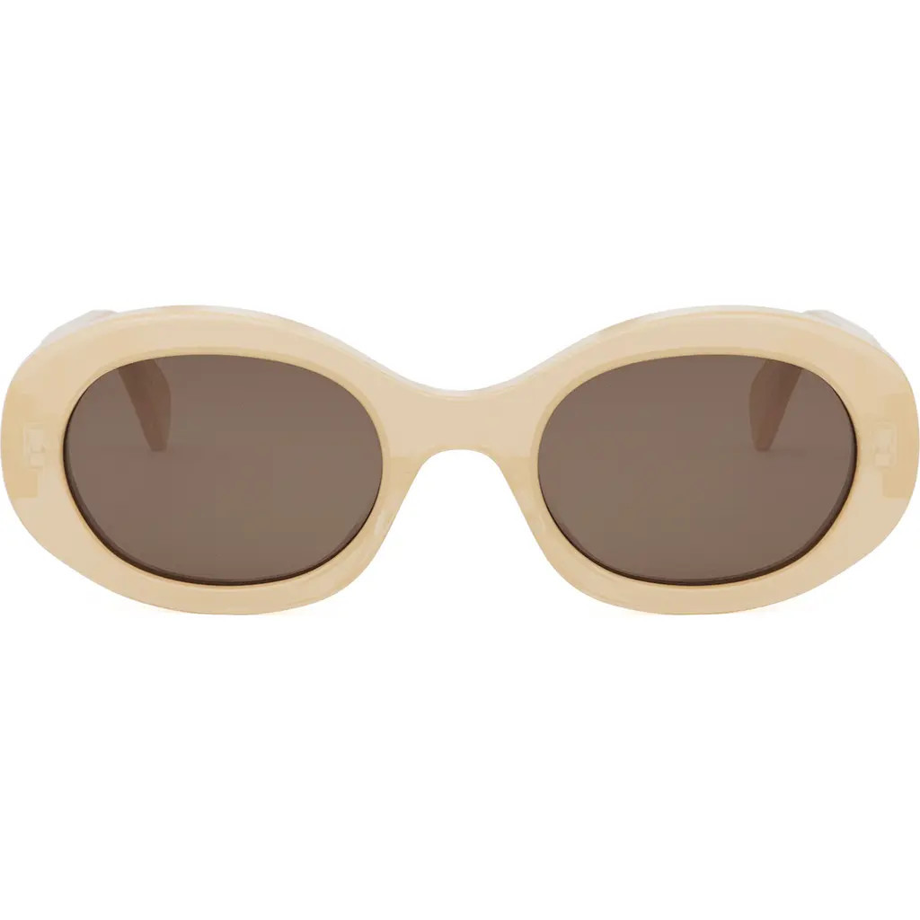 CELINE Triomphe 52mm Oval Sunglasses in Orange/Other /Brown at Nordstrom | Nordstrom