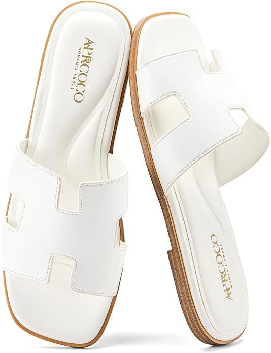 Women's Flat Sandals Dressy Classic H-Band Flats Sandals Summer Beach Vacations Slide Sandals | Amazon (US)