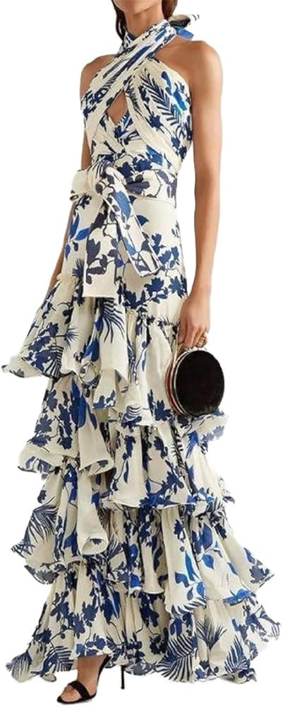 Women's Bohemian Holiday Style Strappy Dress Slim Vintage Valentine's Day Prom Evening Gowns | Amazon (US)