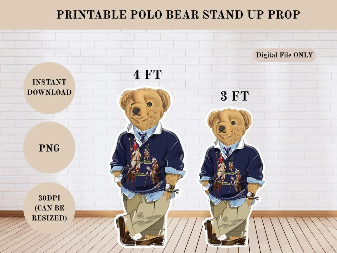 Printable Big Bear Cutout | Ralph Lauren Inspired Baby Shower Decor | Preppy Baby Shower Printabl... | Etsy (US)