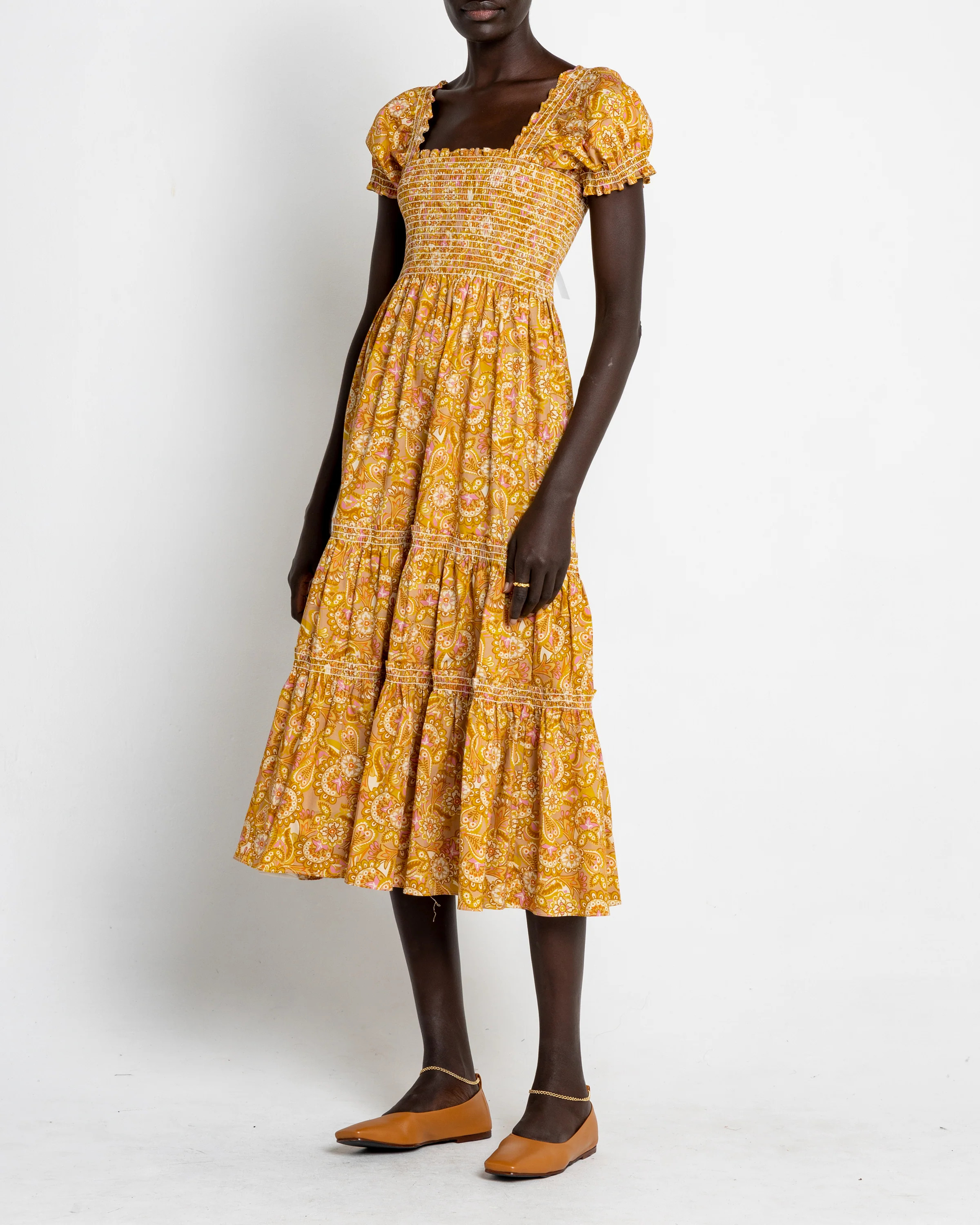 Square Neck Smocked Maxi Dress | Few Moda