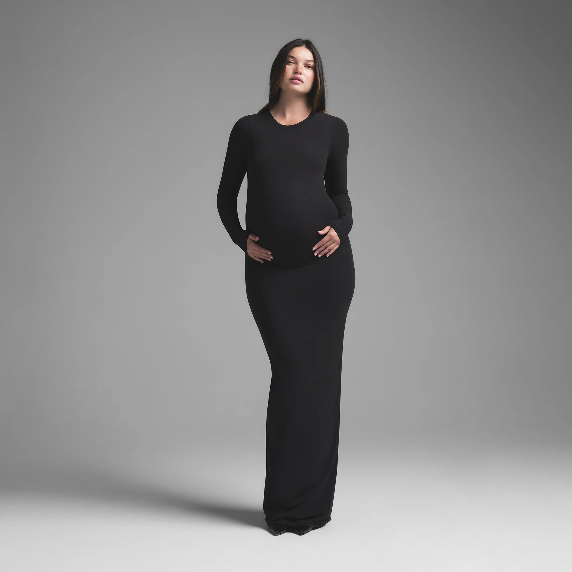 SKIMS Maternity Long Sleeve Dress | Black | Small | Fits Everybody | SKIMS (US)