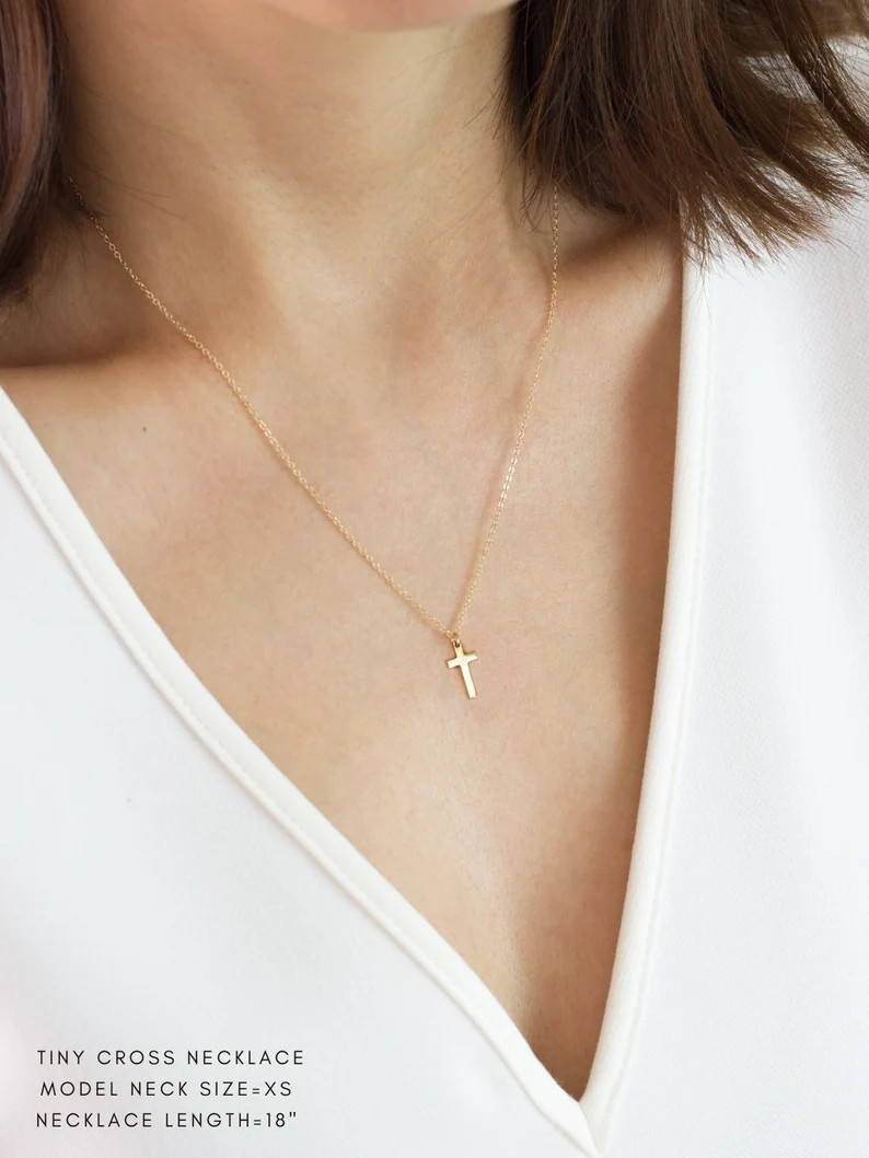 Gold Cross Necklace Silver Cross Necklace Women Big Small Cross Necklace Religious Necklace Jewel... | Etsy (US)