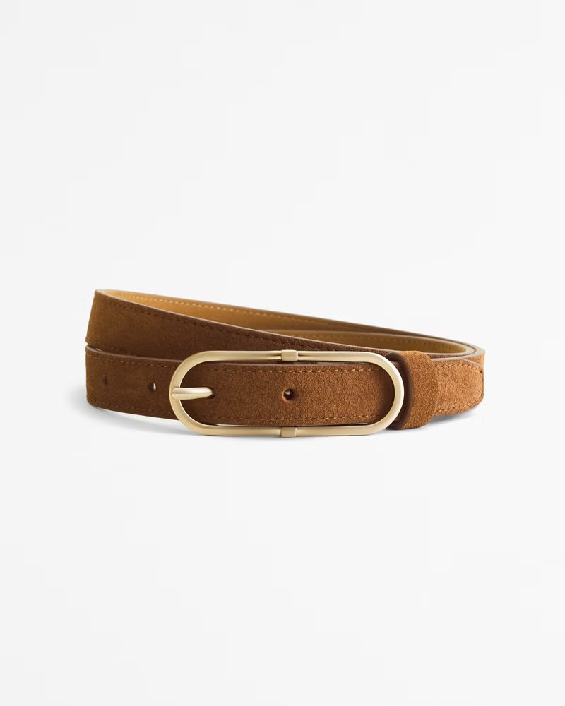 Suede Oval Buckle Belt | Abercrombie & Fitch (US)