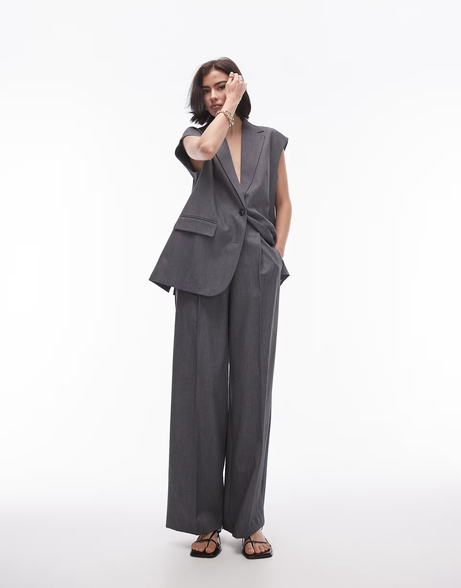 Topshop wide leg trouser in grey | ASOS (Global)