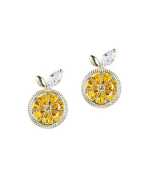Luxe Goldtone & Crystal Lemon Zest Stud Earrings | Saks Fifth Avenue OFF 5TH