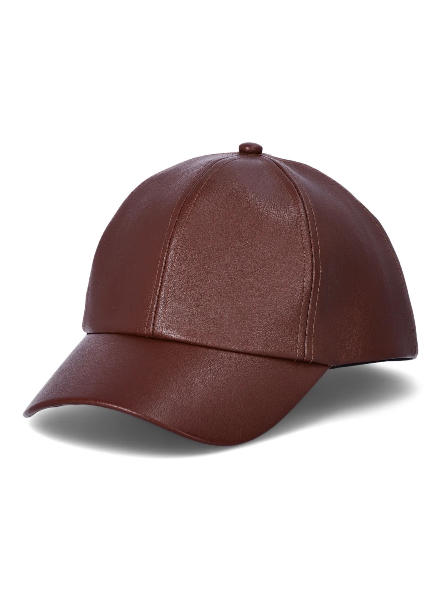 No Boundaries Women's Faux Leather Baseball Hat, Brown | Walmart (US)