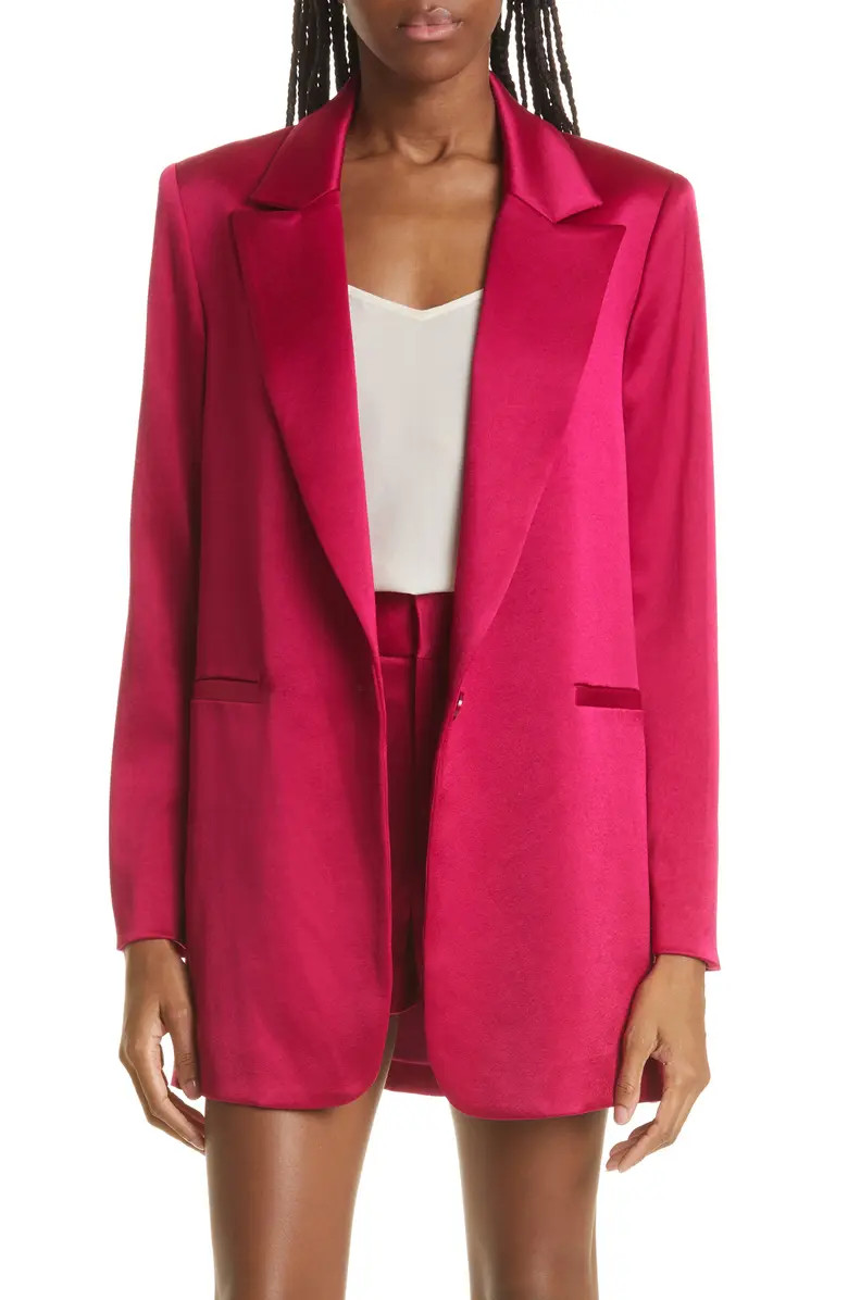 Alice + Olivia Denny Longline Satin Blazer | Nordstrom | Nordstrom