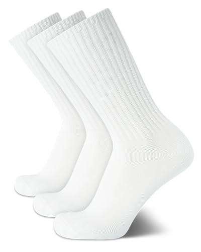 Calvin Klein Mens Crew Socks - 3 Pack Breathable Cotton Blend Cushioned Athletic Crew Socks for Men for Sports & Running, Size 7-12, White | Amazon (US)