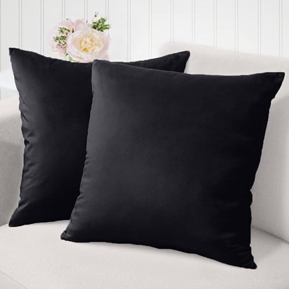 The Connecticut Home Company Velvet Throw Pillow Covers, 24x24 Set of 2, Soft Decorative Square P... | Amazon (US)