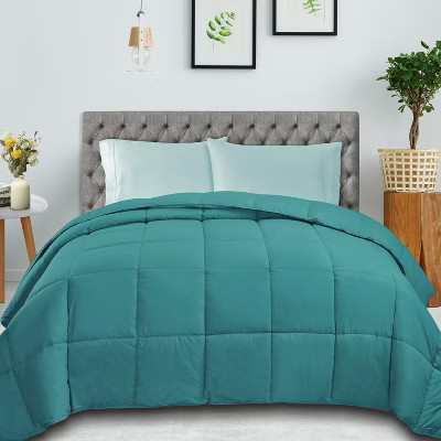 All-Season Reversible Down Alternative Comforter, King, Turquoise - Blue Nile Mills | Target
